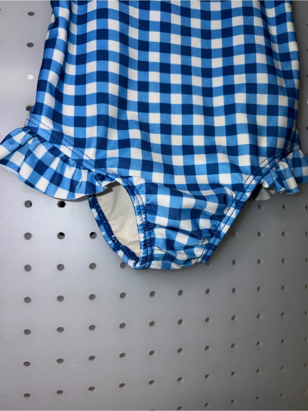 wonder nation Blue and White Gingham One-Piece Swimsuit with Ruffle